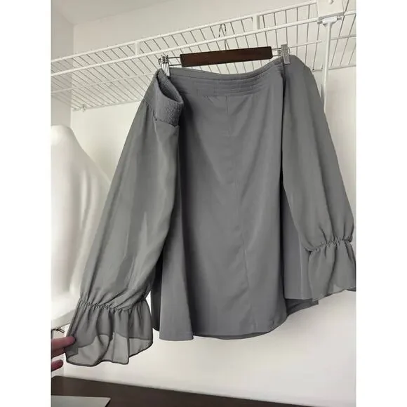 Torrid Off the Shoulder Blouse Size 3X Gray, Flowy NWT - Picture 5 of 12